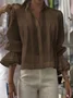 Women Casual Plain Spring/Fall Polyester Daily Regular H-Line Regular Shirt Collar Shirts