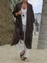 Linen Autumn New Casual Long-sleeved Shirt Dress Versatile Long Windbreaker Jacket Solid Color Cardigan