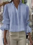Women Casual Plain Spring/Fall Polyester Daily Regular H-Line Regular Shirt Collar Shirts