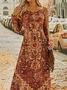 Casual Ethnic Crew Neck Dress With No