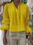 Women Casual Plain Spring/Fall Polyester Daily Regular H-Line Regular Shirt Collar Shirts