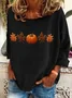 Women's Long Sleeve T-shirt Spring/Fall Orange Halloween (pumpkin) Printing Crew Neck Daily Going Out Casual Top