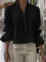 Women Casual Plain Spring/Fall Polyester Daily Regular H-Line Regular Shirt Collar Shirts