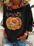 Women's Long Sleeve T-shirt Spring/Fall Orange Halloween (pumpkin) Printing Crew Neck Holiday Going Out Casual Top