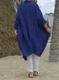 Linen Autumn New Casual Long-sleeved Shirt Dress Versatile Long Windbreaker Jacket Solid Color Cardigan