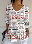 Women's Faith Trust in Jesus Printed Long Ribbed Top