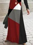 Casual Regular Fit Colorblock Dress With No