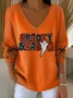 Women's Halloween Autumn Art Design Printed Pitted Fabric Long Sleeve T-shirt