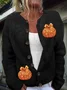 Womens Autumn Sequin Pumpkin Print Cardigan Sweater