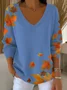Womens Autumn Art Design Printed Pit Fabric Fabric Long Sleeve T-Shirt