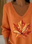 Cotton V Neck Casual Sweater