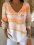 Womens Autumn Art Design Printed Pit Fabric Fabric Long Sleeve T-Shirt