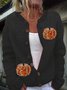 Womens Autumn Sequin Pumpkin Print Cardigan Sweater