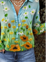Women's Art Retro Pattern Gradient Design Daily Long Sleeve Shirt Spring and Autumn