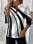 Women's Artistic Stripe Design Everyday Long Sleeve Center Front Zip Sweatshirt