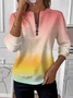 Women's Artistic Gradient Graphic Design Everyday Long Sleeve Center Front Zip Sweatshirt