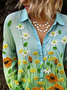 Women's Art Retro Pattern Gradient Design Daily Long Sleeve Shirt Spring and Autumn
