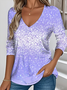 Women's Gradient Pattern Art Design Daily Long Sleeve V-Neck T-shirt Spring and Autumn