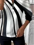 Women's Artistic Stripe Design Everyday Long Sleeve Center Front Zip Sweatshirt