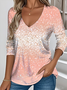 Women's Gradient Pattern Art Design Daily Long Sleeve V-Neck T-shirt Spring and Autumn