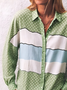 Women's Artistic Polka Dot Stripe Pattern Design Daily Long Sleeve Shirt Spring and Autumn