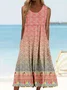Crew Neck Casual Multicolor Block Dress With No