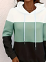 Women's Colorblock Printed Casual Long-Sleeved Hooded Sweatshirt