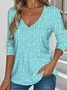 Women's Graphic Art Design Everyday Long Sleeve V-Neck T-Shirt For Spring And Autumn