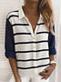 Women's Classic Striped Pattern Design Everyday Long-Sleeved Shirt Spring And Autumn