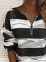Women's Abstract Print Casual Long Sleeve Zipper Sweatshirt