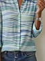Women's Art Stripe Pattern Long Sleeve V-Neck Shirt Fashion Modern Daily Weekend
