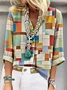 Women's Artistic Geometric Pattern Long Sleeve V-Neck Shirt Fashion Modern Daily Weekend