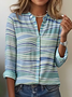 Women's Art Stripe Pattern Long Sleeve V-Neck Shirt Fashion Modern Daily Weekend