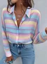Women's Striped Color Block Pattern Long Sleeve Shirt Fashionable Modern Daily Weekend