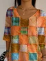 Women's Three Quarter Sleeve T-shirt Spring/Fall Orange Halloween Printing V Neck Daily Going Out Casual Top