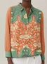 Women's Vintage Art Pattern Long Sleeve Shirt Fashionable Modern Everyday Weekend