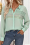 Women's Striped Art Pattern Long Sleeve Stand Collar Shirt Fashionable Modern Everyday Weekend