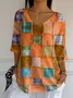 Women's Three Quarter Sleeve T-shirt Spring/Fall Orange Halloween Printing V Neck Daily Going Out Casual Top