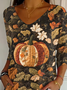 Women's Three Quarter Sleeve T-shirt Spring/Fall As Picture Floral Printing V Neck Daily Going Out Casual Top