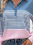 Women's Striped Color Block Pattern Long Sleeve Shirt Fashionable Modern Daily Weekend