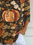 Women's Three Quarter Sleeve T-shirt Spring/Fall As Picture Floral Printing V Neck Daily Going Out Casual Top