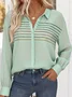 Women's Striped Art Pattern Long Sleeve Stand Collar Shirt Fashionable Modern Everyday Weekend