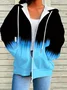 Women's Abstract Print Casual Long Sleeve Zipper Hooded Sweatshirt Jacket