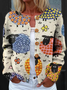 Colorful Sheep Pattern Art Print Button Cardigan Sweater