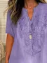 Loose Shawl Collar Cotton Elegant Blouse
