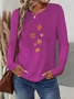 Women's Long Sleeve T-shirt Spring/Fall Yellow Maple Leaf Printing Jersey Crew Neck Daily Going Out Casual Top