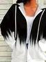 Women's Abstract Print Casual Long Sleeve Zipper Hooded Sweatshirt Jacket