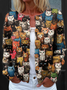 Colorful Sheep Pattern Art Print Button Cardigan Sweater