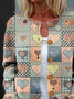 Vintage Love Art Print Buttoned Cardigan Sweater