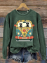 Peace Cat Bus Print Casual Sweatshirt
